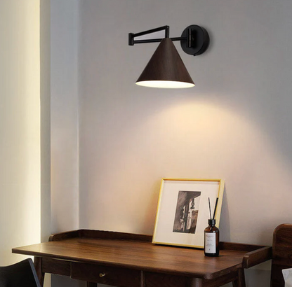 Sleek Scandinavian Wall Light with Wooden Accents
