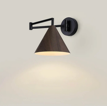 Sleek Scandinavian Wall Light with Wooden Accents