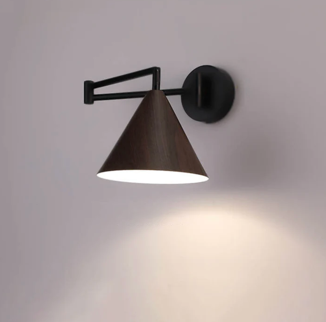 Sleek Scandinavian Wall Light with Wooden Accents