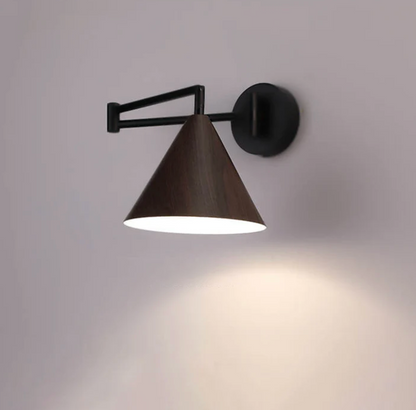 Sleek Scandinavian Wall Light with Wooden Accents