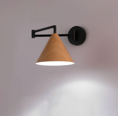 Sleek Scandinavian Wall Light with Wooden Accents
