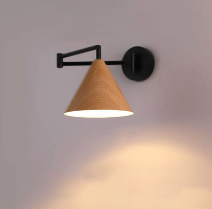 Sleek Scandinavian Wall Light with Wooden Accents