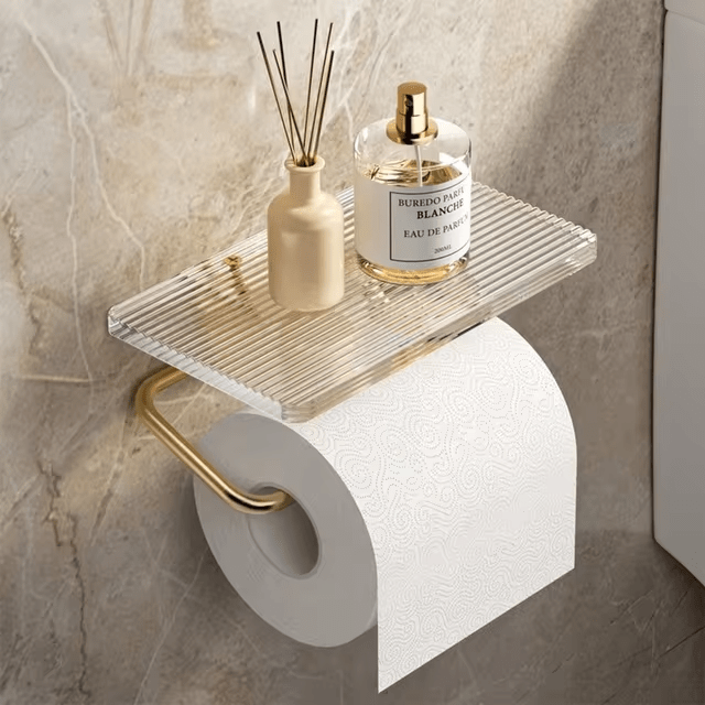 Sleek Wall-Mounted Toilet Paper Holder with Storage Shelf