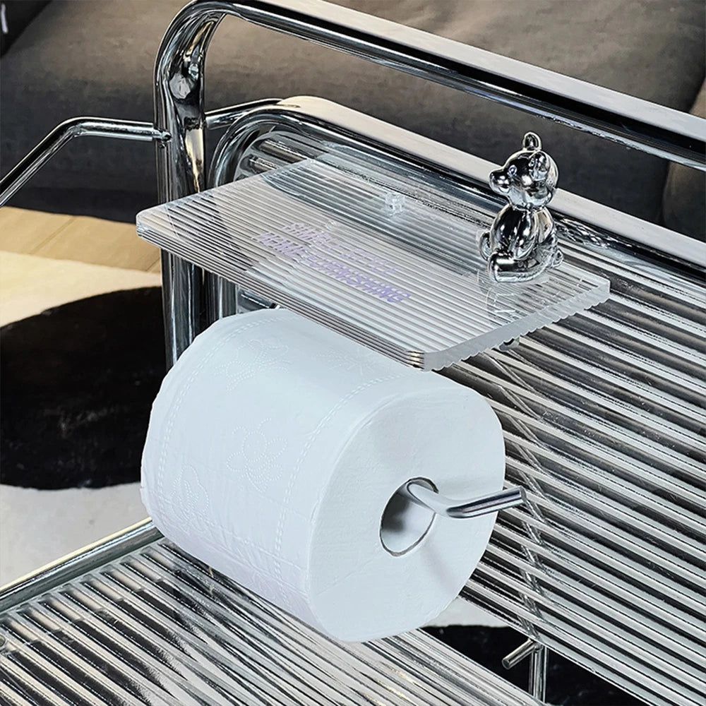 Sleek Wall-Mounted Toilet Paper Holder with Storage Shelf