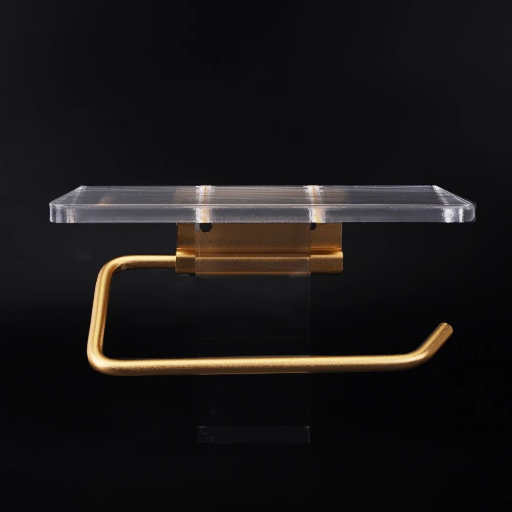 Sleek Wall-Mounted Toilet Paper Holder with Storage Shelf
