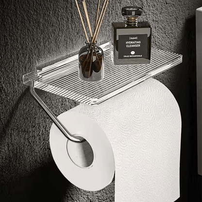 Sleek Wall-Mounted Toilet Paper Holder with Storage Shelf