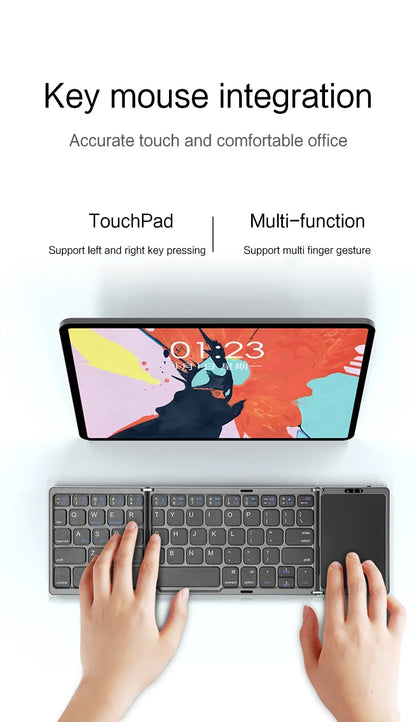Compact Bluetooth Keyboard with Touchpad – Foldable Design