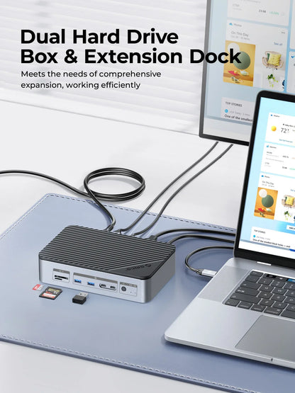 USB Hub with 10 Ports and Multiple Connection Options