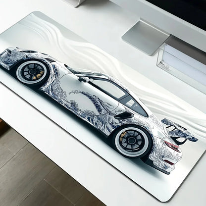 Large Gaming Mouse Pad Featuring Sports Car Graphic