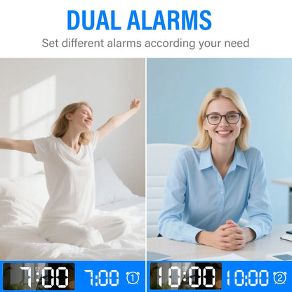 LED Display Alarm Clock with Mirrored Finish