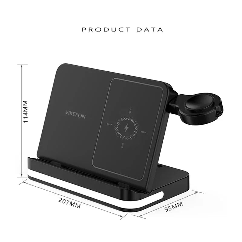 Wireless Charging Station with LED Clock – 6 Functions