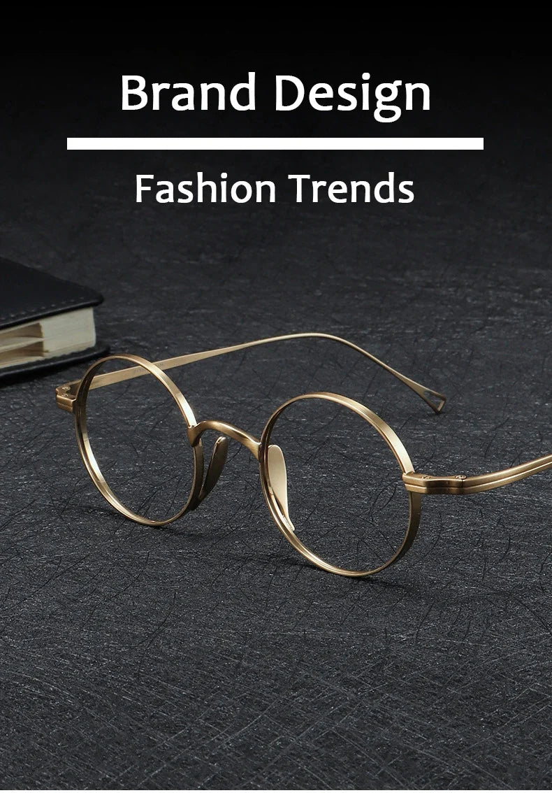 Round Retro Glasses with Titanium Frame