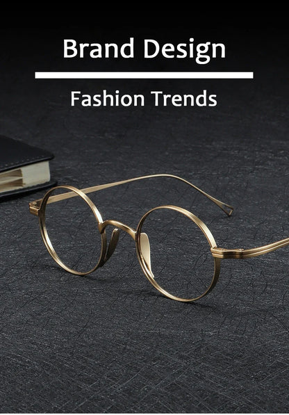 Round Retro Glasses with Titanium Frame