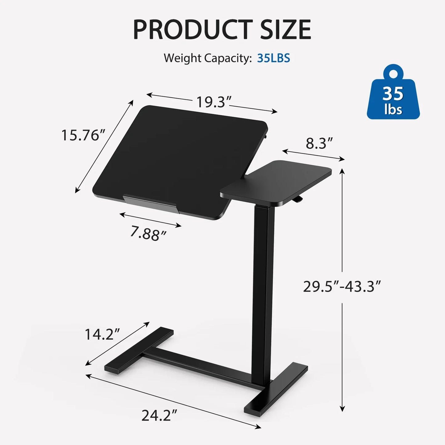 Adjustable Flip-Top Surface Lap Desk for Use Over Bed