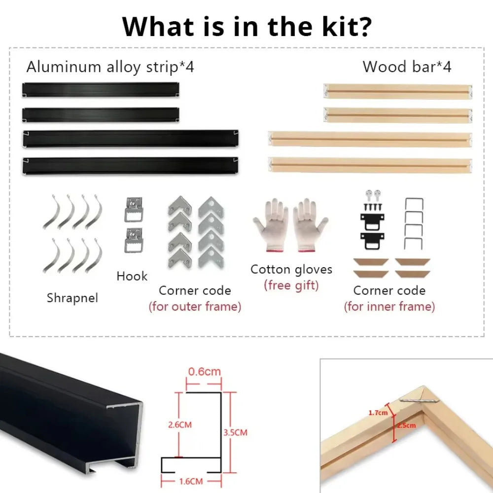 Canvas Frame Kit with Metal and Wooden Elements