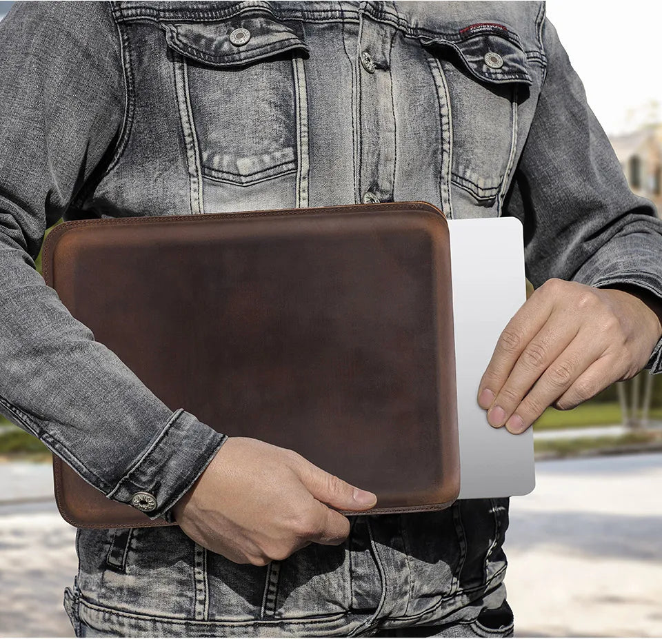 Genuine Leather Laptop Case with Modern Design