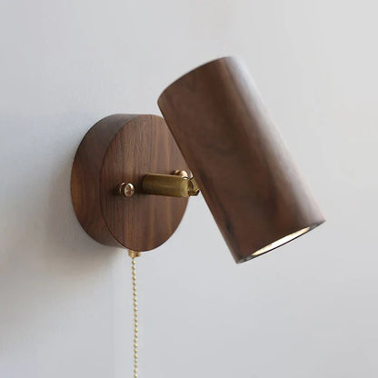 Elegant Walnut Wall Lamp with Adjustable Spotlight