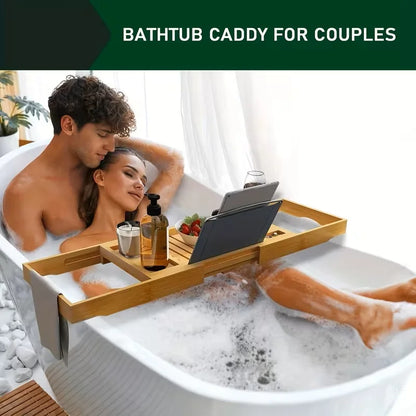 Bamboo Bath Tray with Adjustable Sides