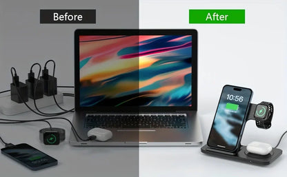 3-in-1 Wireless Charging Dock – Foldable and Versatile Charging Solution