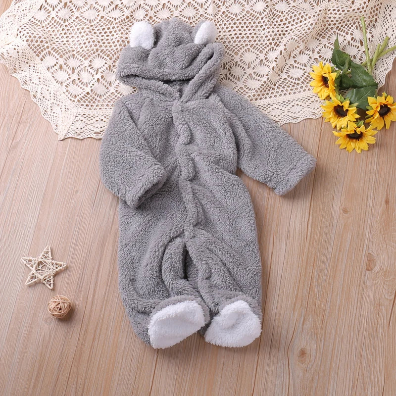 Adorable Baby Romper with Cartoon Bear Design
