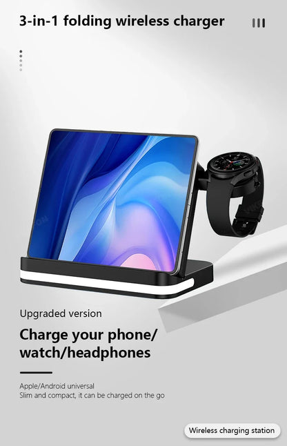 Wireless Charging Station with LED Clock – 6 Functions