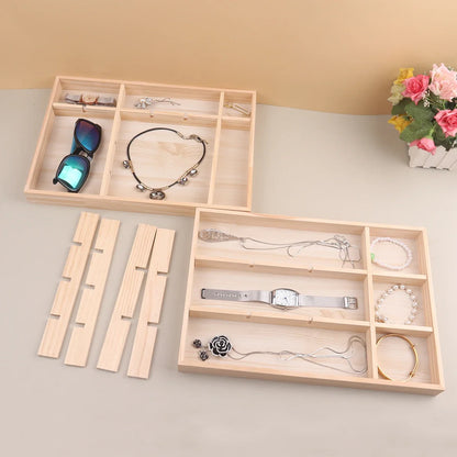 Display Wooden Jewelry Organizer with Tiered Design