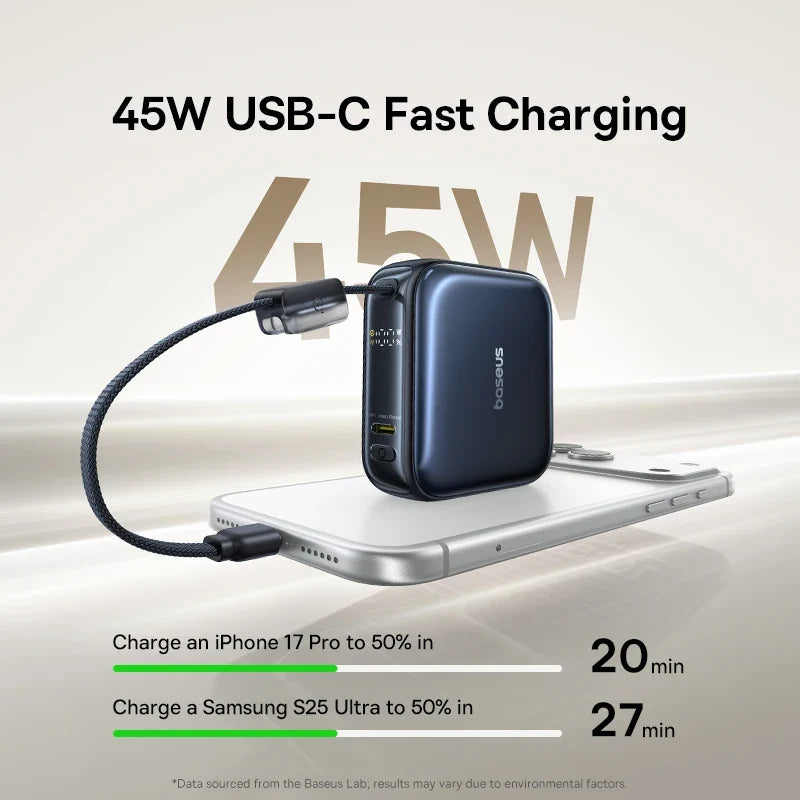 Compact Portable Charger with Integrated Cable