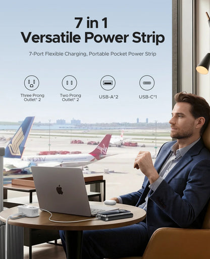 Travel-Friendly Power Strip with Cord Organization