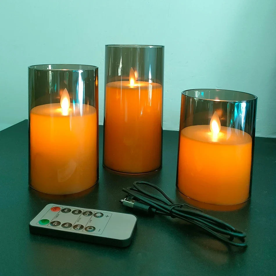 Set of 3 Rechargeable LED Candles with USB Charging