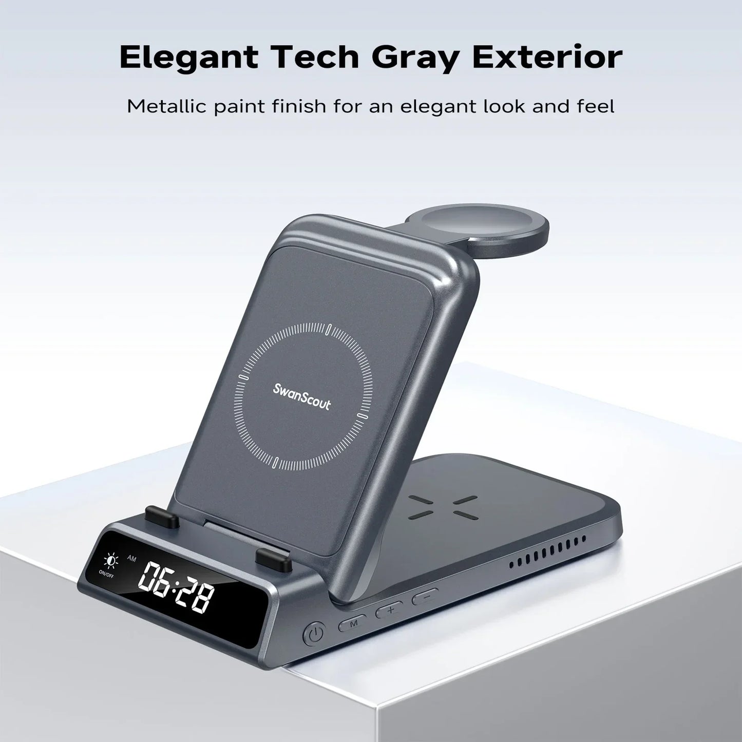 3-in-1 Wireless Charging Dock – Foldable Design for Devices