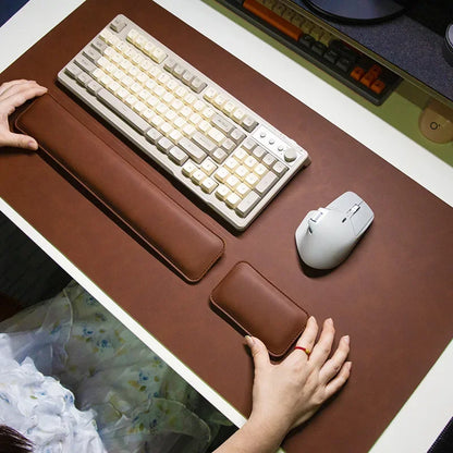 Desk Mat and Wrist Support Set in Leather
