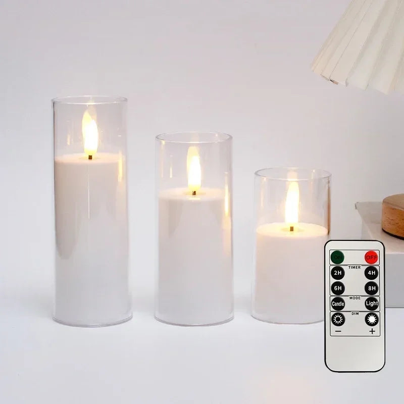 Pillar Candles with LED Light and Glow Effect