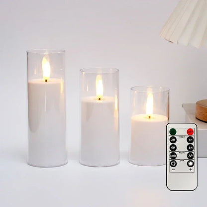 Pillar Candles with LED Light and Glow Effect