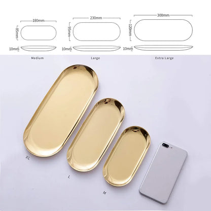 Stainless Steel Tray for Organized Storage in Gold Finish