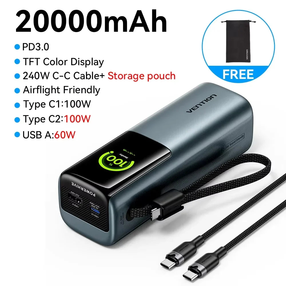 20000mAh Power Bank for Tablets and Smartphones - Portable Charger