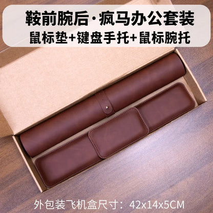 Desk Mat and Wrist Support Set in Leather