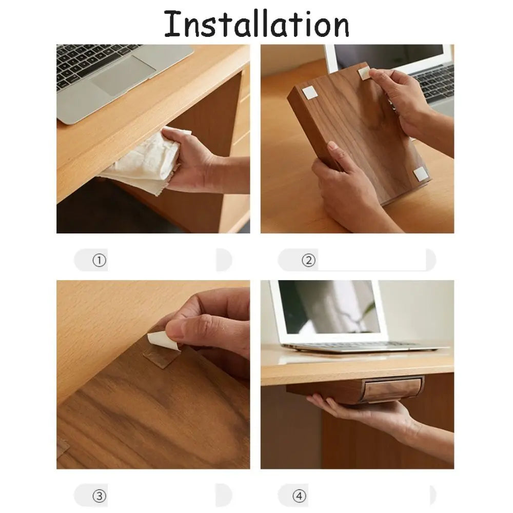 Under-Desk Storage Tray with Adhesive Attachment