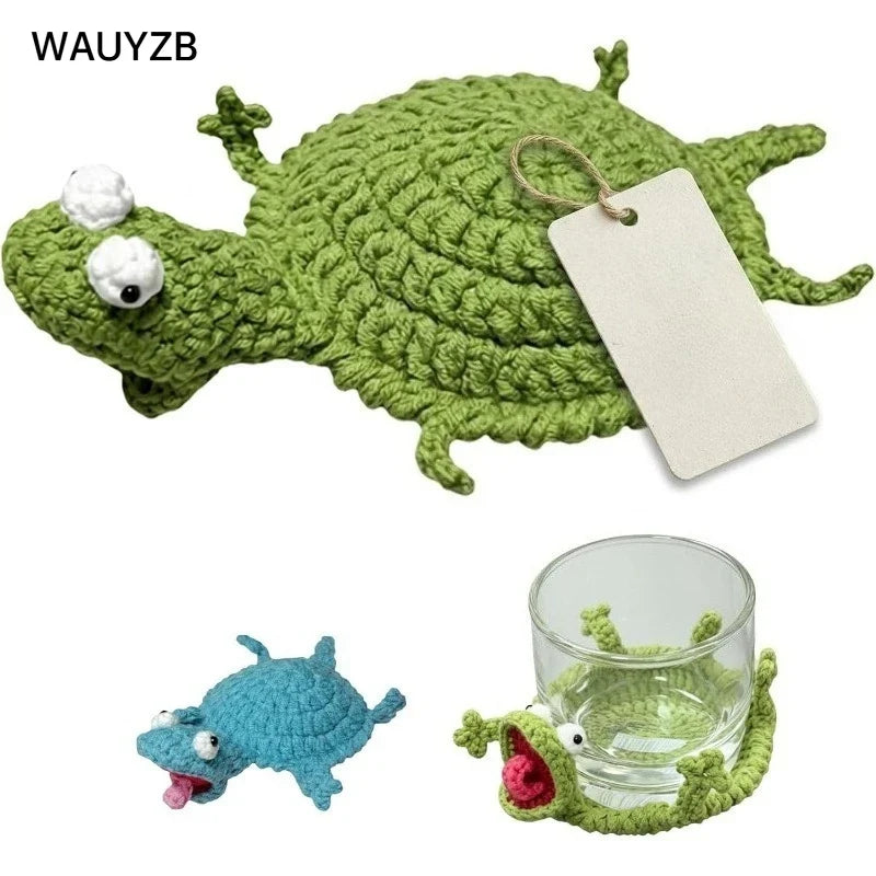 Lizard-Shaped Crochet Drink Coaster