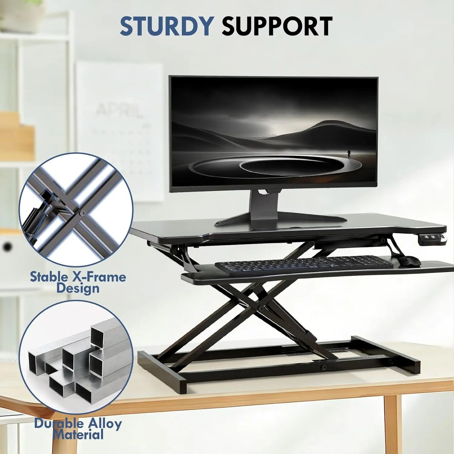 Desk Converter with Keyboard Shelf – Height Adjustable Workstation