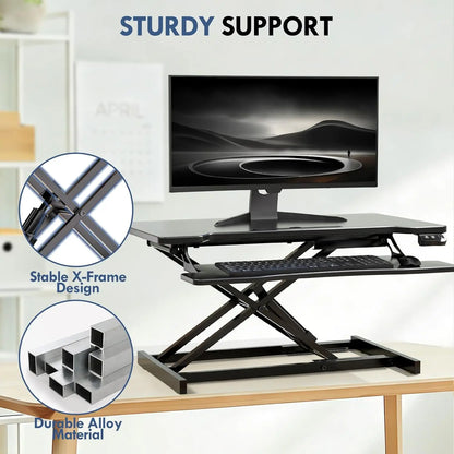 Desk Converter with Keyboard Shelf – Height Adjustable Workstation