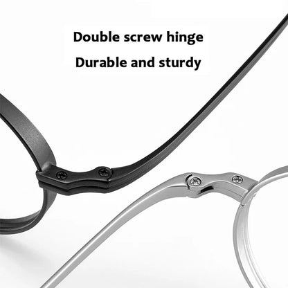 Round Retro Glasses with Titanium Frame