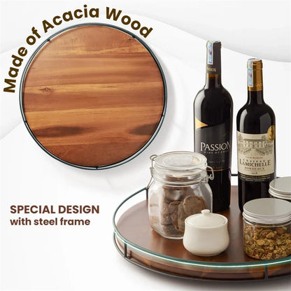 Wooden Turntable Lazy Susan Made from Acacia