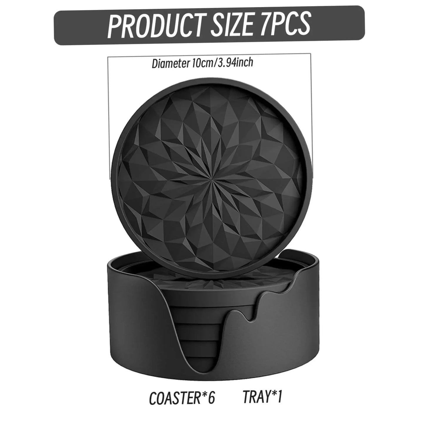 Round Silicone Coasters for Drinks - Set of 4
