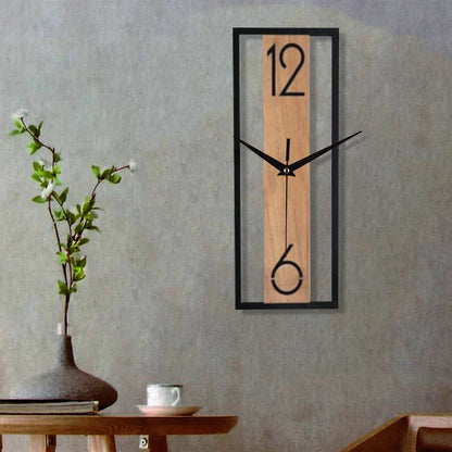Elegant Vertical Wall Clock with Natural Wood Frame