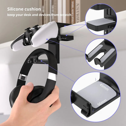 Headphone Stand with Dual Controller Holder