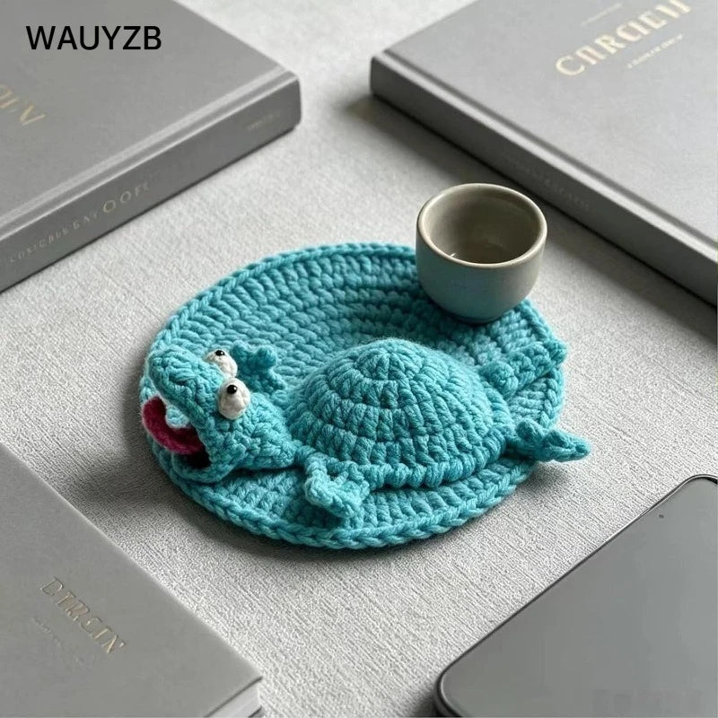 Lizard-Shaped Crochet Drink Coaster