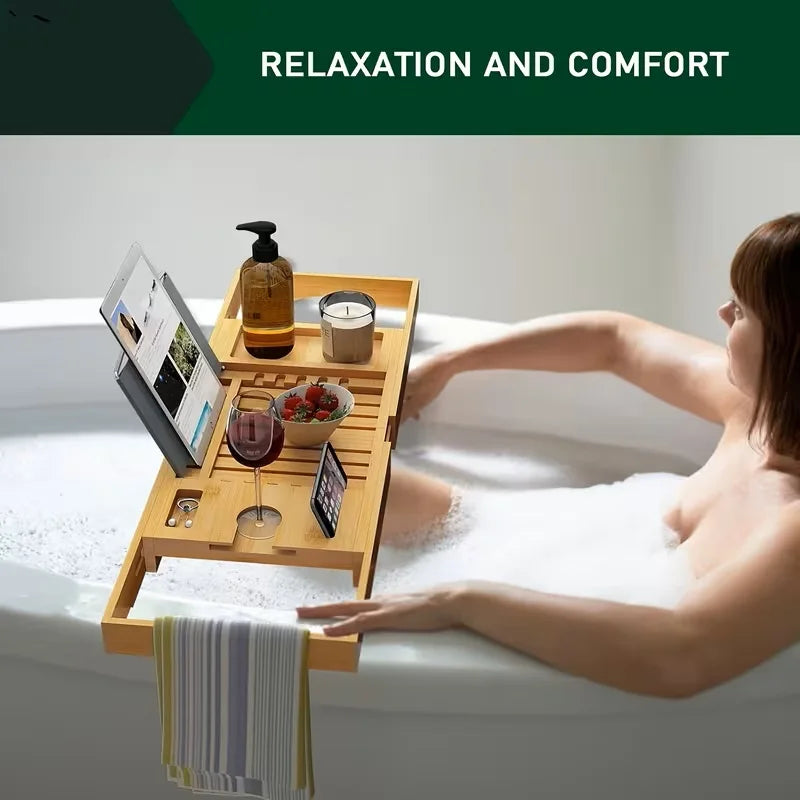 Bamboo Bath Tray with Adjustable Sides