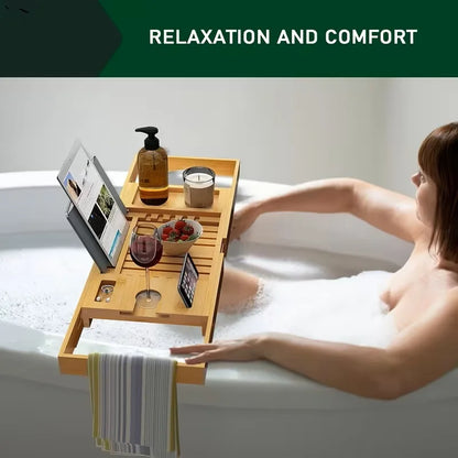 Bamboo Bath Tray with Adjustable Sides