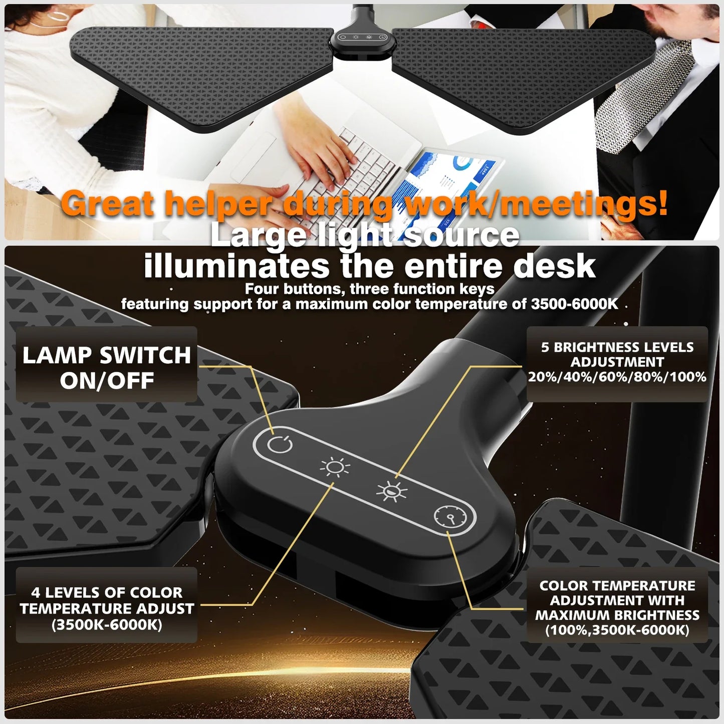 Dual-Arm Desk Lamp with Gooseneck Design