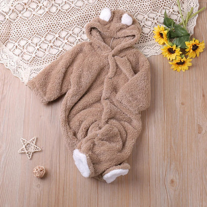 Adorable Baby Romper with Cartoon Bear Design